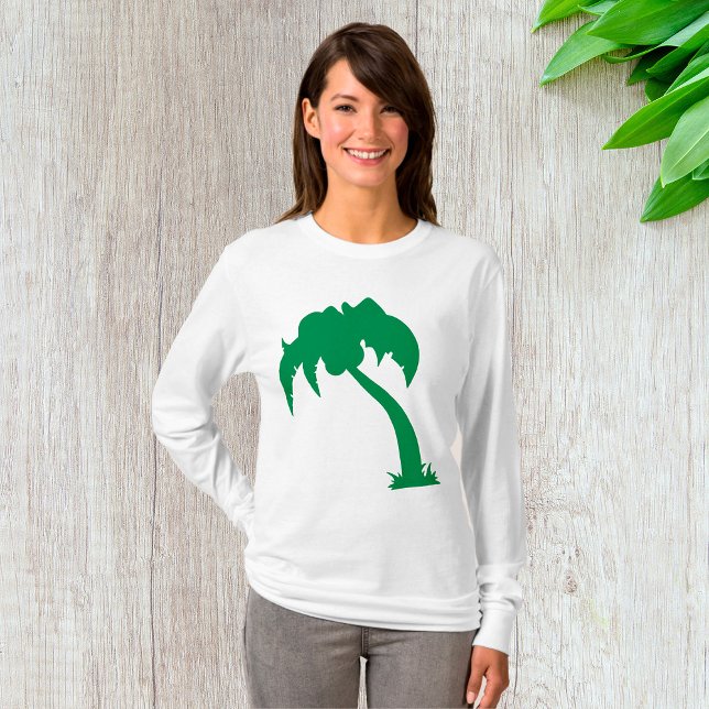 T-shirt Palmier Tropical Silhouette Green Island Beach (Créateur téléchargé)