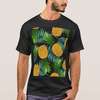 T-shirt Palmiers à ananas Tapisserie noire