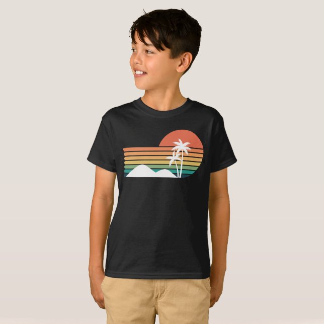T-shirt Palmiers au coucher du soleil Cool Beach design (Devant entier)