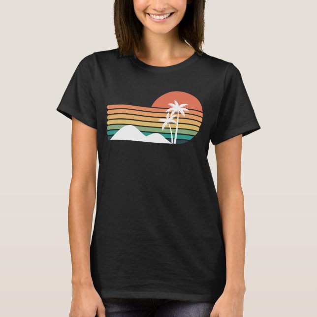 T-shirt Palmiers au coucher du soleil Cool Beach design (Devant)