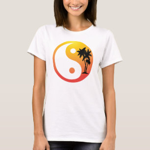 T-shirt Palmiers au réservoir de spaghetti de Yin Yang de