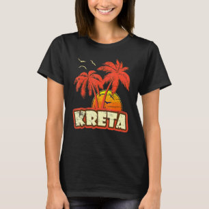 T-shirt Palmiers d'été de Crète Coucher de soleil sur la p