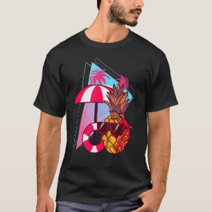 T-shirt Palmiers d'été tropicaux Ananas 80s Vaporwav