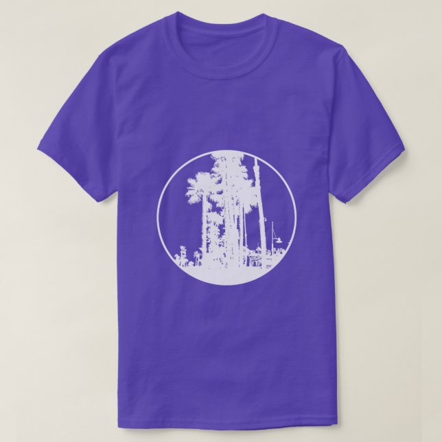 T-shirt Palmiers en cercle Silhouette Cool Logo de voyage (Design devant)