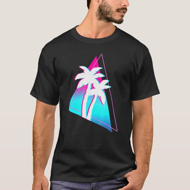 T-shirt Palmiers esthétiques Vaporwave 90s Art Tropical Su (Devant)
