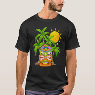 T-shirt Palmiers Polynésien Tiki Masque Hawaiien Statue à