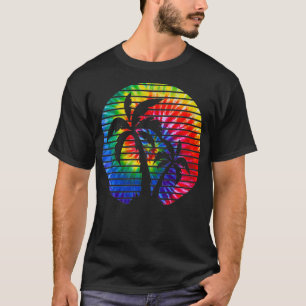 T-shirt Palmiers pour femmes Tie Dye Sunset Plage tropical