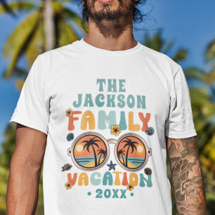 T-shirt Palmiers rétro lunettes de soleil super vacances e