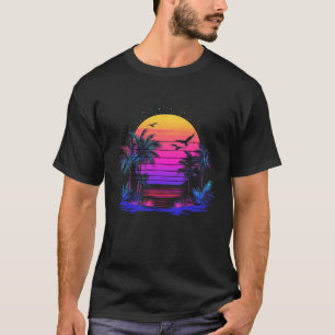 T-shirt Palmiers Sunset Retro 80s Esthétique 90s Art Vapo