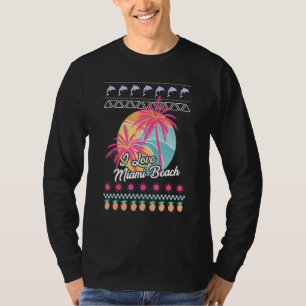 T-shirt Palmiers Sunset Rétro J'Aime Miami Beach Vilain Su