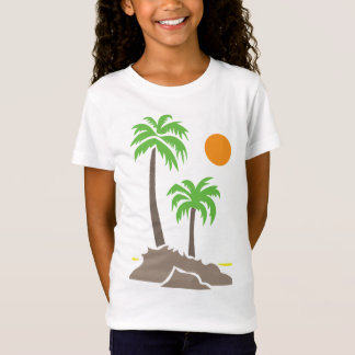 T-Shirt Palmiers tropicaux avec soleil sur une petite île