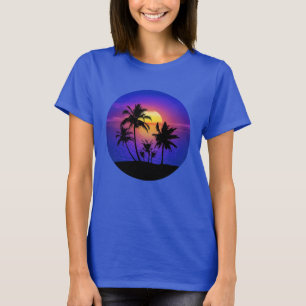 T-shirt Palmiers tropicaux couchés de soleil