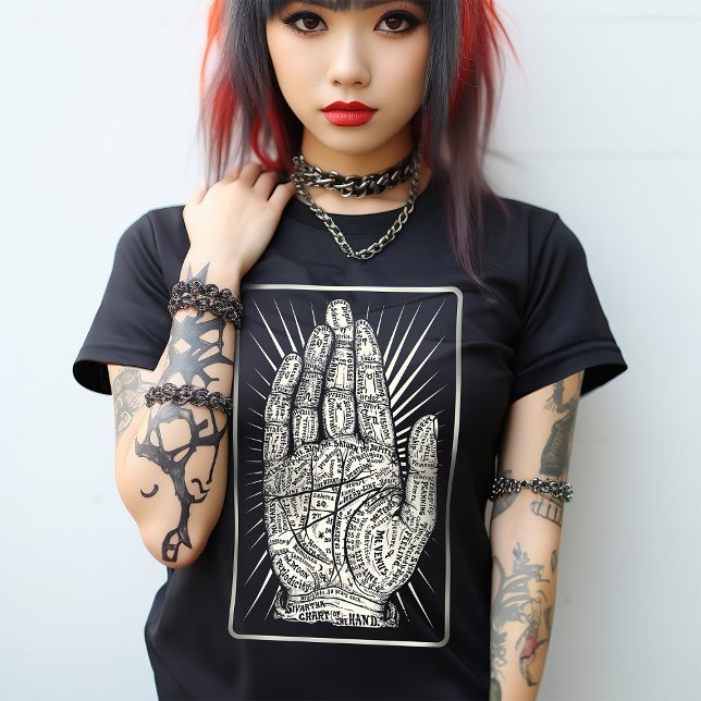 T-shirt Palmistie Mystique Fortune Tarot Mystique Ésotériq (Show your love for the dark arts with this palmistry tarot card inspired tshirt.)