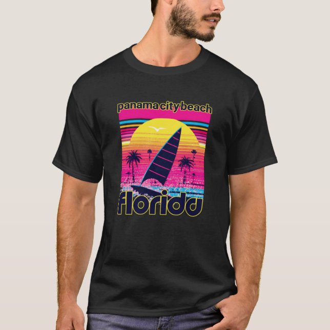 T-shirt Panama City Beach Retro 80s Style Souvenir Beach (Devant)