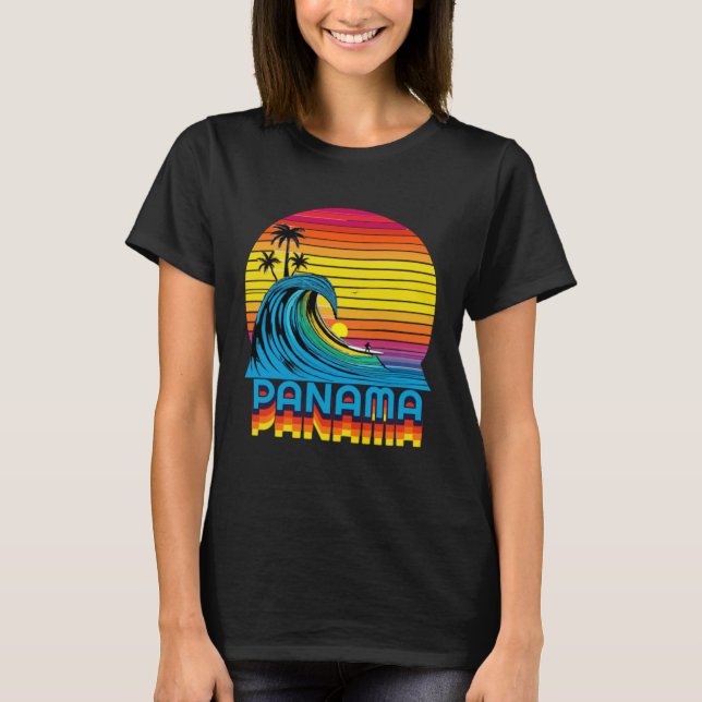 T-shirt Panama Retro Throwback Surf & Beach Souvenir (Devant)