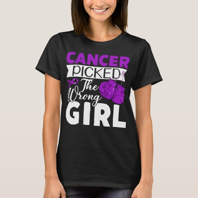 T-shirt pancreatic cancer picked the wrong girl warrior (Devant)