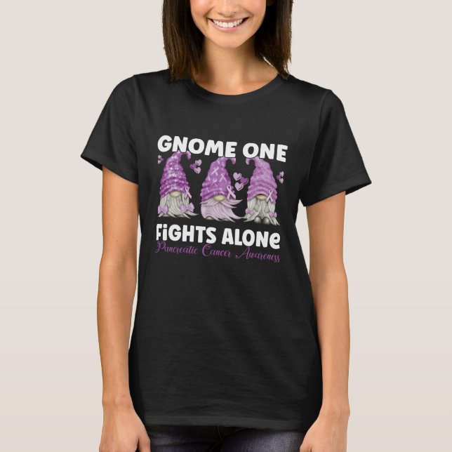 T-shirt Pancreatic Cancer Purple Gnome (Devant)