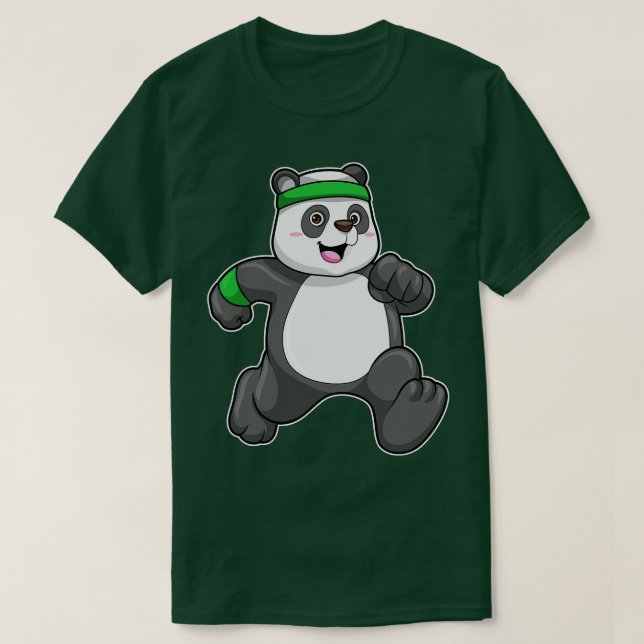 T-shirt Panda à Jogging avec sueur de tête (Design devant)