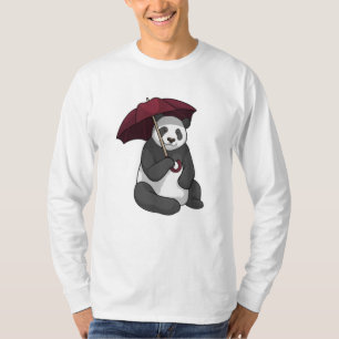 T-shirt Panda à la pluie avec parapluie