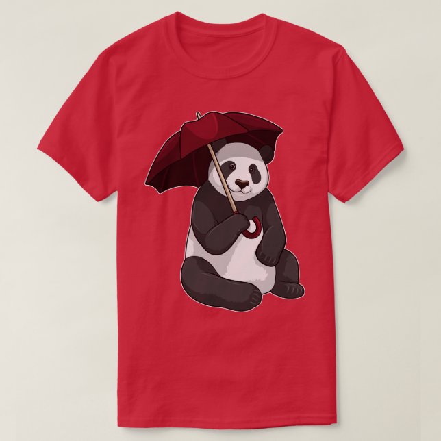 T-shirt Panda à la pluie avec parapluie (Design devant)