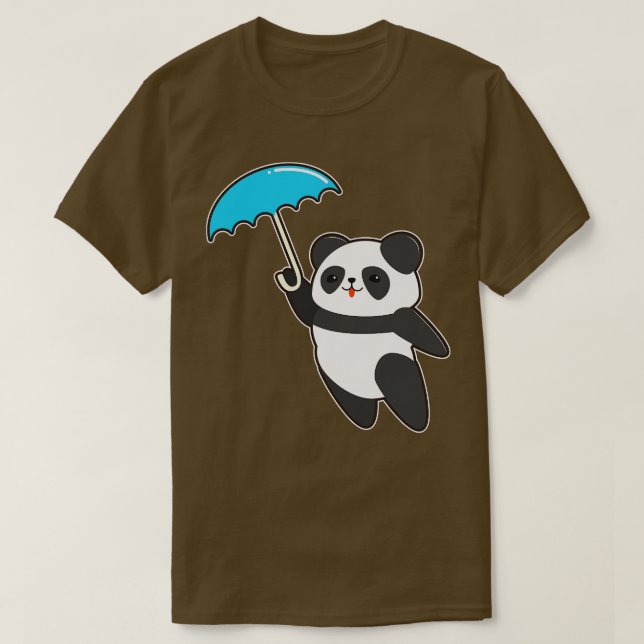 T-shirt Panda à la pluie avec parapluie 2 (Design devant)