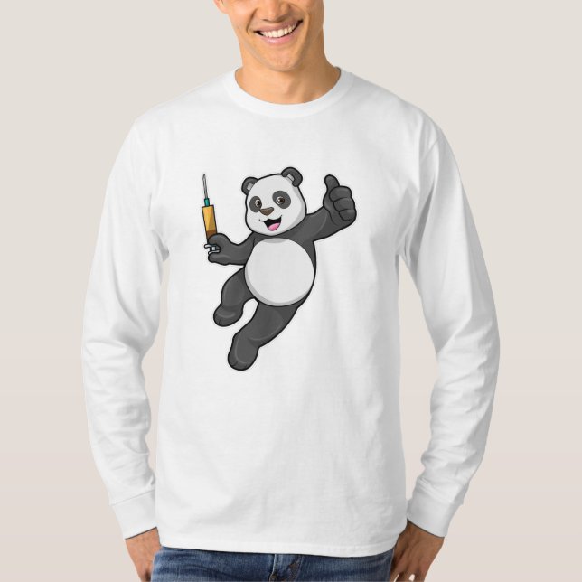 T-shirt Panda à la vaccination avec seringue (Devant)
