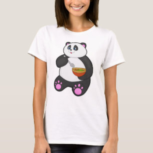 T-shirt Panda à manger avec cuillère et bol