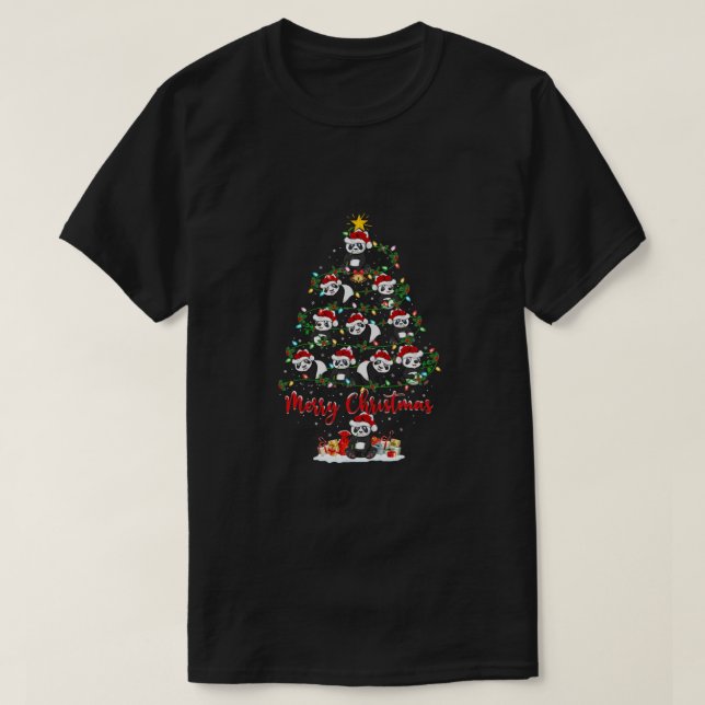 T-shirt Panda Amoureux des animaux Matching Père Noël Pand (Design devant)