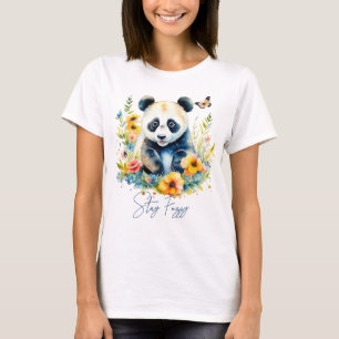 T-shirt Panda aquarelle, reste flou