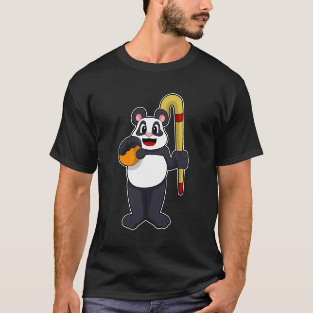 T-shirt Panda at hockey with hockey bat (Devant)