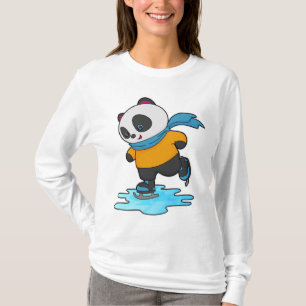 T-shirt Panda au patinage sur glace avec patins sur glace