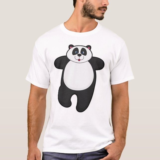 T-shirt Panda au Yoga Exercice d'étirement (Devant)