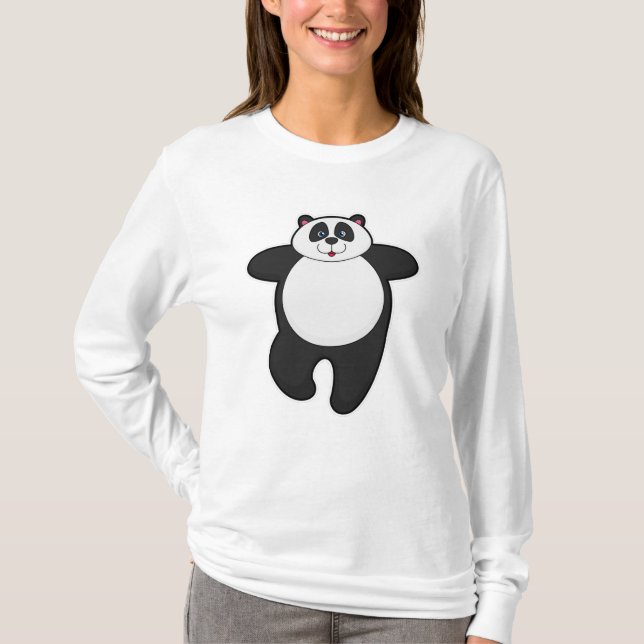 T-shirt Panda au Yoga Exercice d'étirement (Devant)