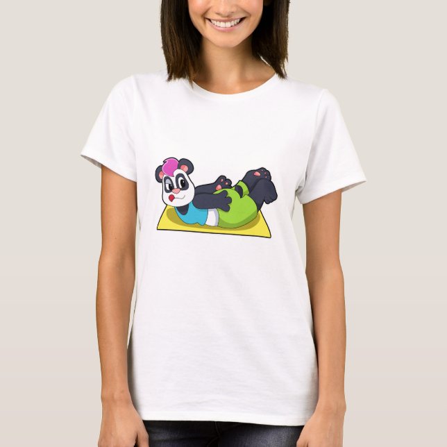 T-shirt Panda au Yoga sur tapis de Yoga (Devant)