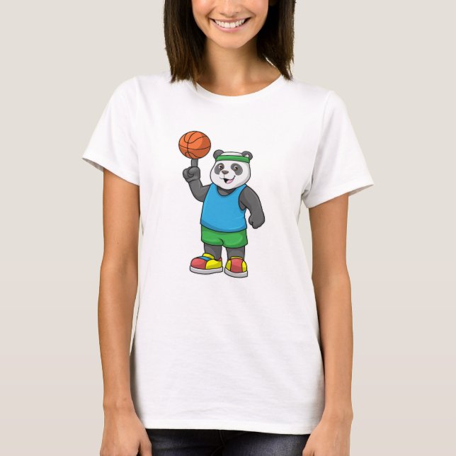 T-shirt Panda aux sports avec basket-ball (Devant)