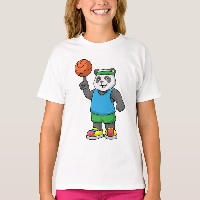 T-shirt Panda aux sports avec basket-ball (Devant)