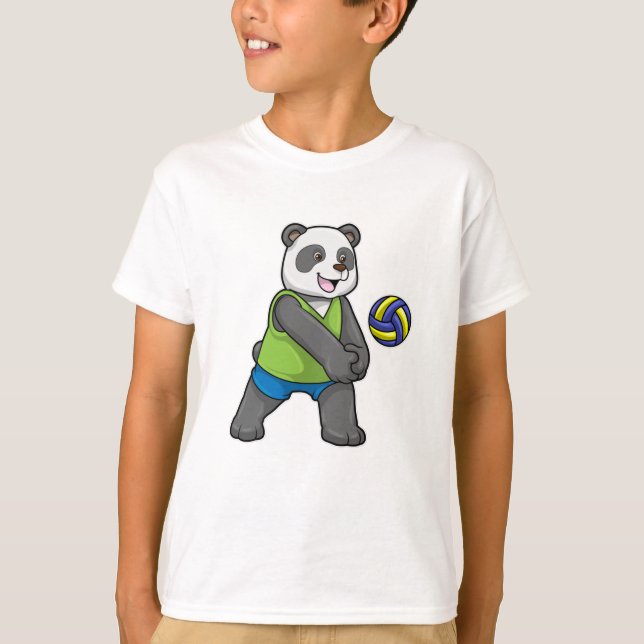 T-shirt Panda aux sports avec volleyball (Devant)