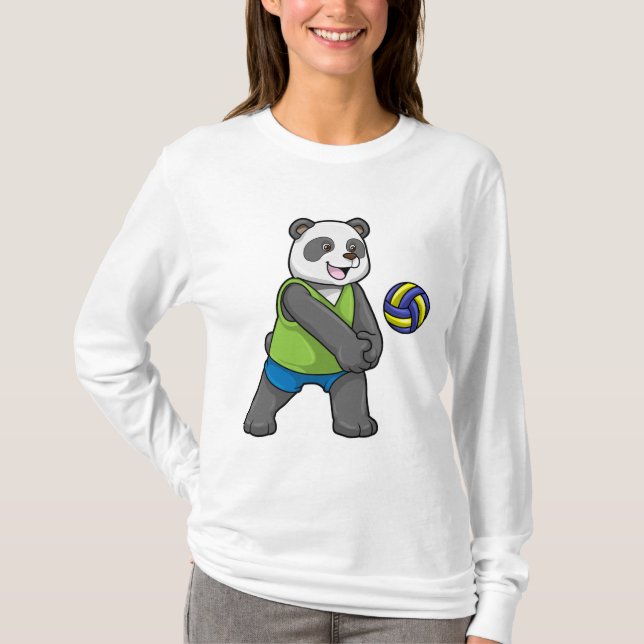 T-shirt Panda aux sports avec volleyball (Devant)