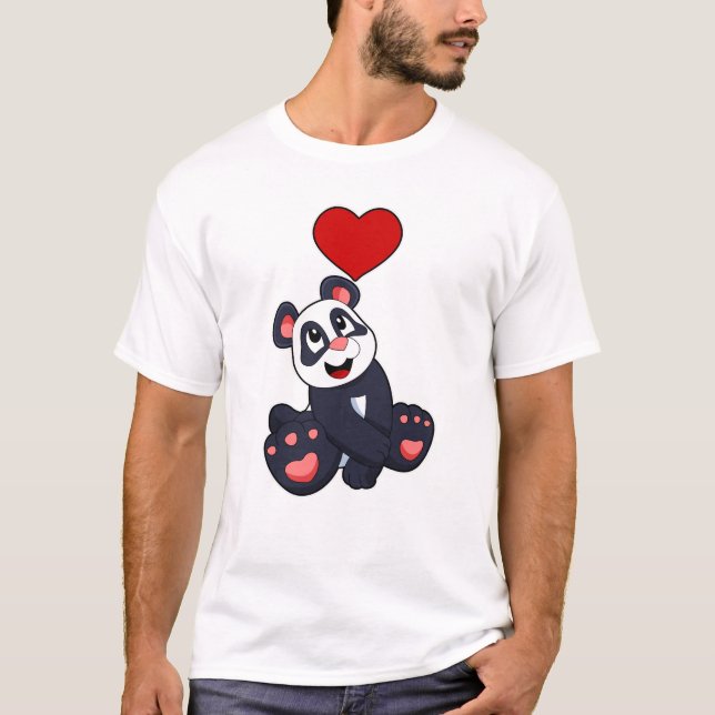 T-shirt Panda avec coeur (Devant)