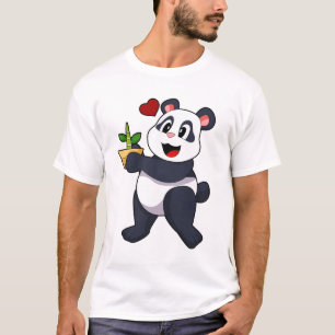 T-shirt Panda avec fleur de bambou