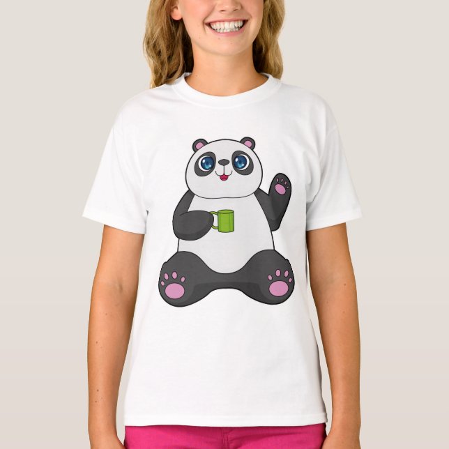 T-shirt Panda avec tasse de café (Devant)