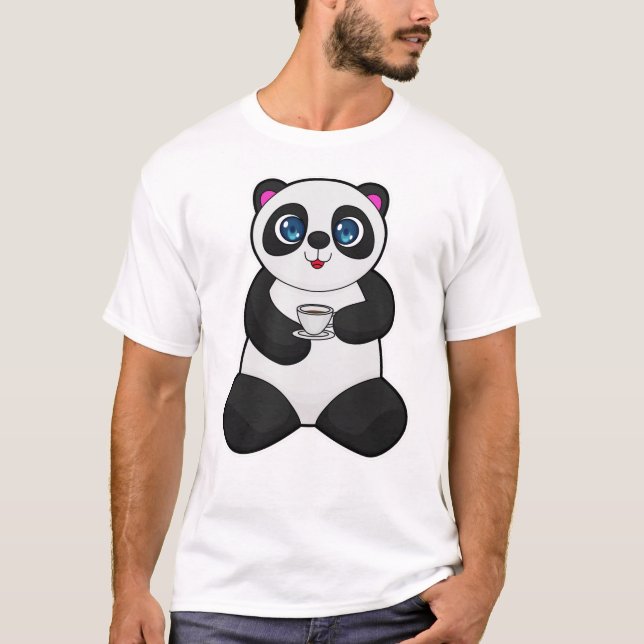 T-shirt Panda avec tasse de café (Devant)