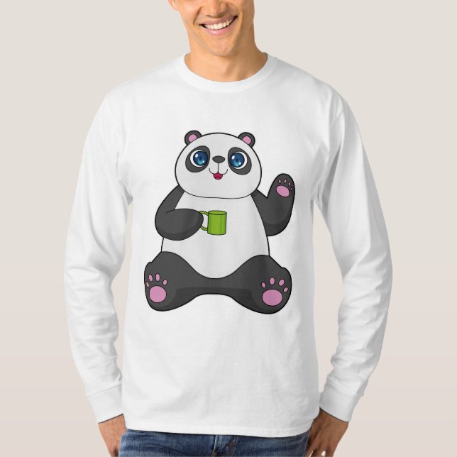 T-shirt Panda avec tasse de café (Devant)