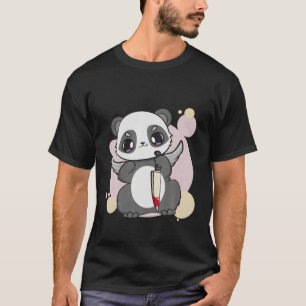 T-shirt Panda Avec Yeux Violets Couteau De Jouet Kawaii Be