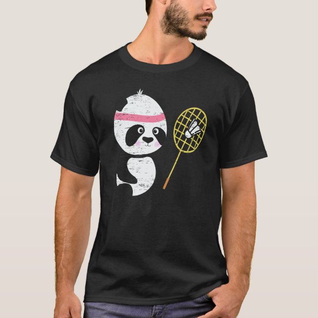 T-shirt Panda Badminton Shuttlecock Smash Athlete Player C (Devant)