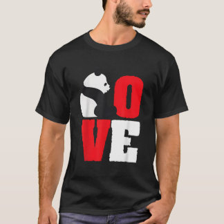 T-shirt Panda Bear Black And White Panda Love