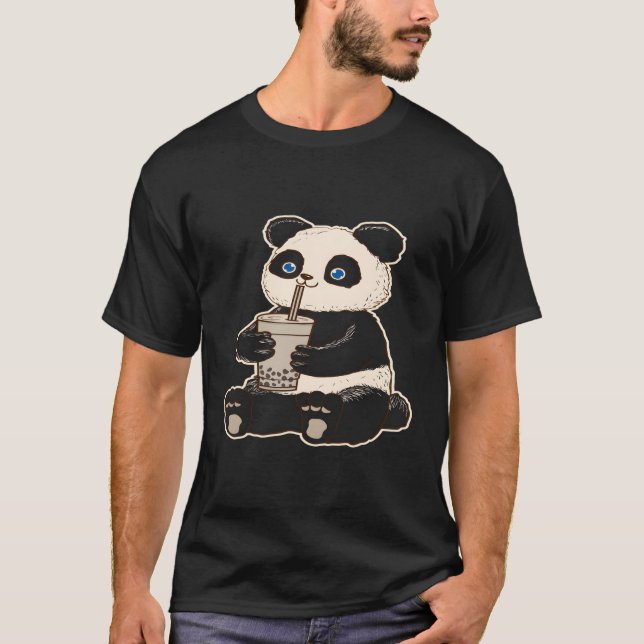 T-shirt Panda Bear Bubble Tea Boba Animal Drink Giant (Devant)