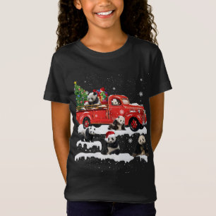 T-Shirt Panda Bear équitation Camion Rouge Joyeux Noël Noë