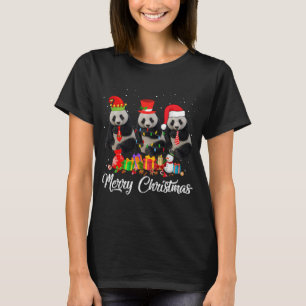 T-shirt Panda Bear Pajama de Noël Arbre Lumières de Noël A
