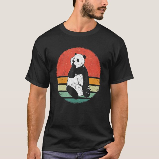 T-shirt Panda Bear Pandas Animal Retro Sunset (Devant)